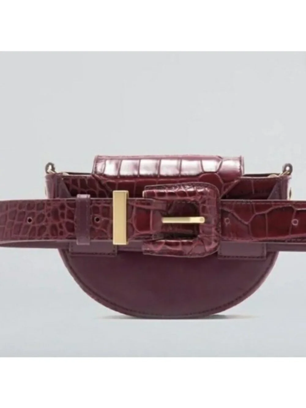 Hammitt Neil Belt & Convertible Clutch Purse Fanny Handbag Maroon Red Gold NEW